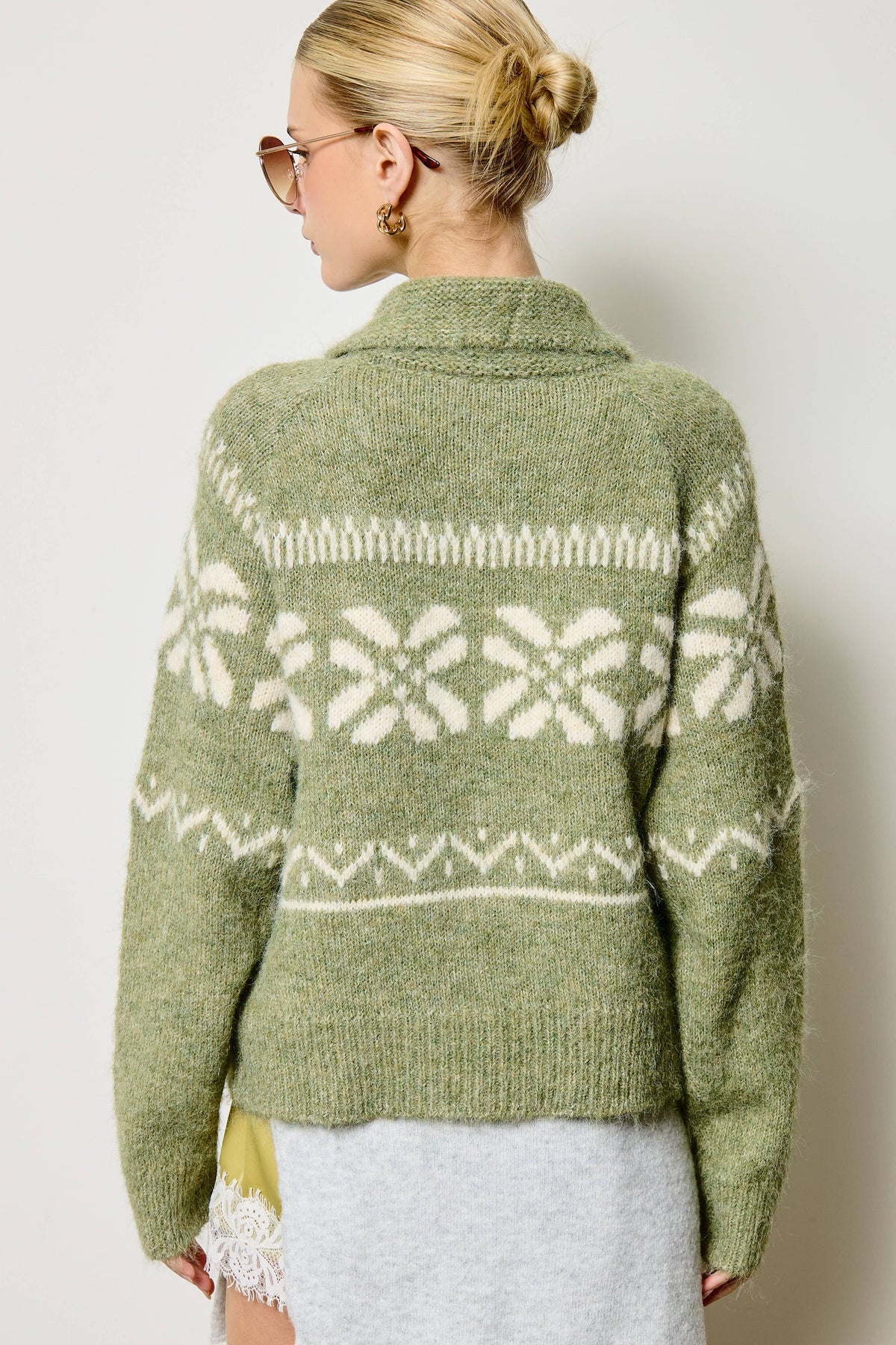 Nordic Snowflake Zip Up Knit Jacket