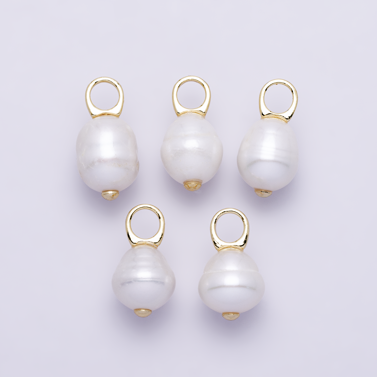 14K Gold Filled White Ringed Baroque Freshwater Pearl Drop Pendant | P1734