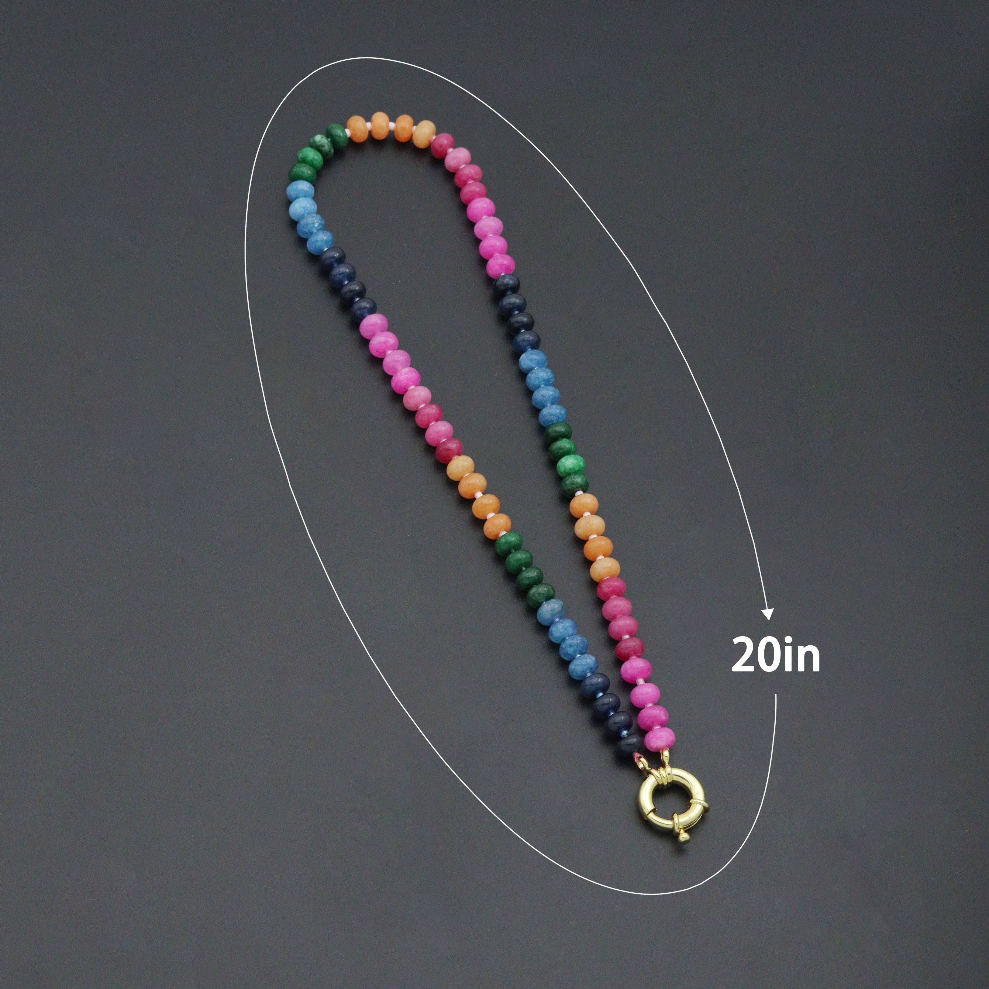 Pink Rainbow adventure green Gemstone necklace, sku#EF810