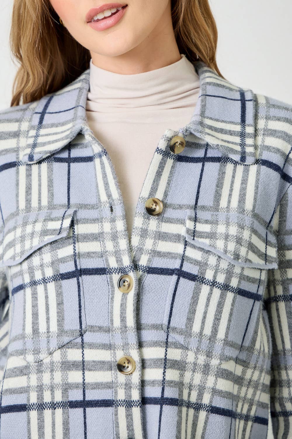 60843 Check Patterned Sweater Jacket