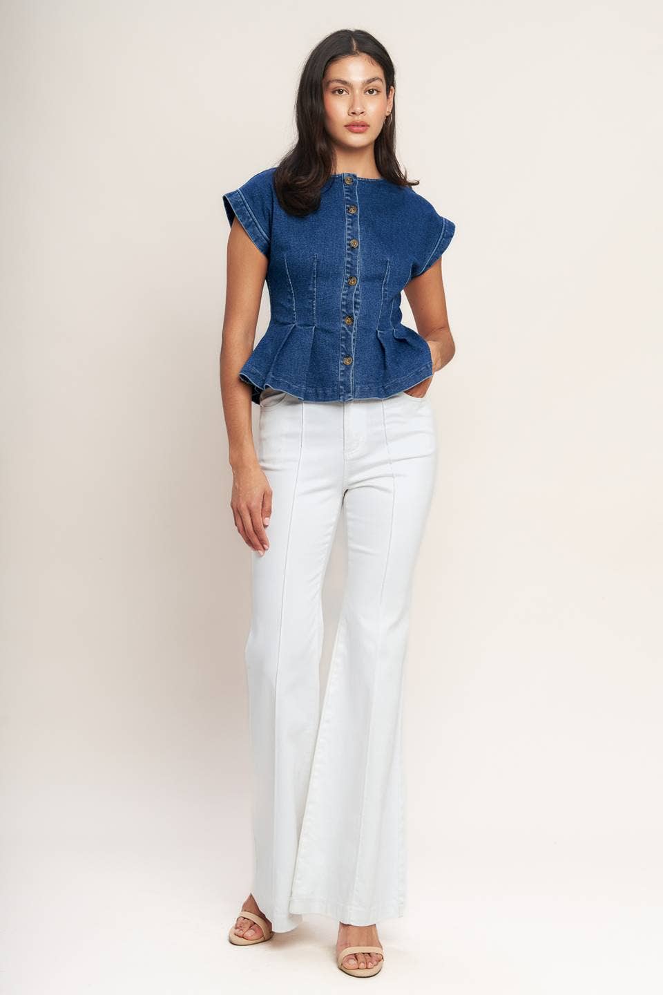 Emille washed denim top