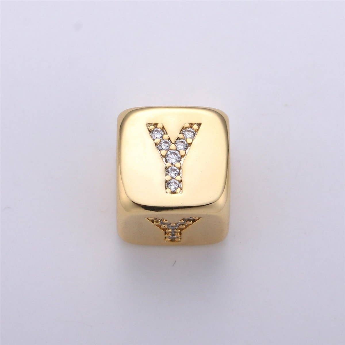 9x9mm Gold Initial Letter Beads, Alphabet Beads, Initial Beads, Alphabet Blocks Micro Pave Initial Block Charm for Bracelet Necklace Supply