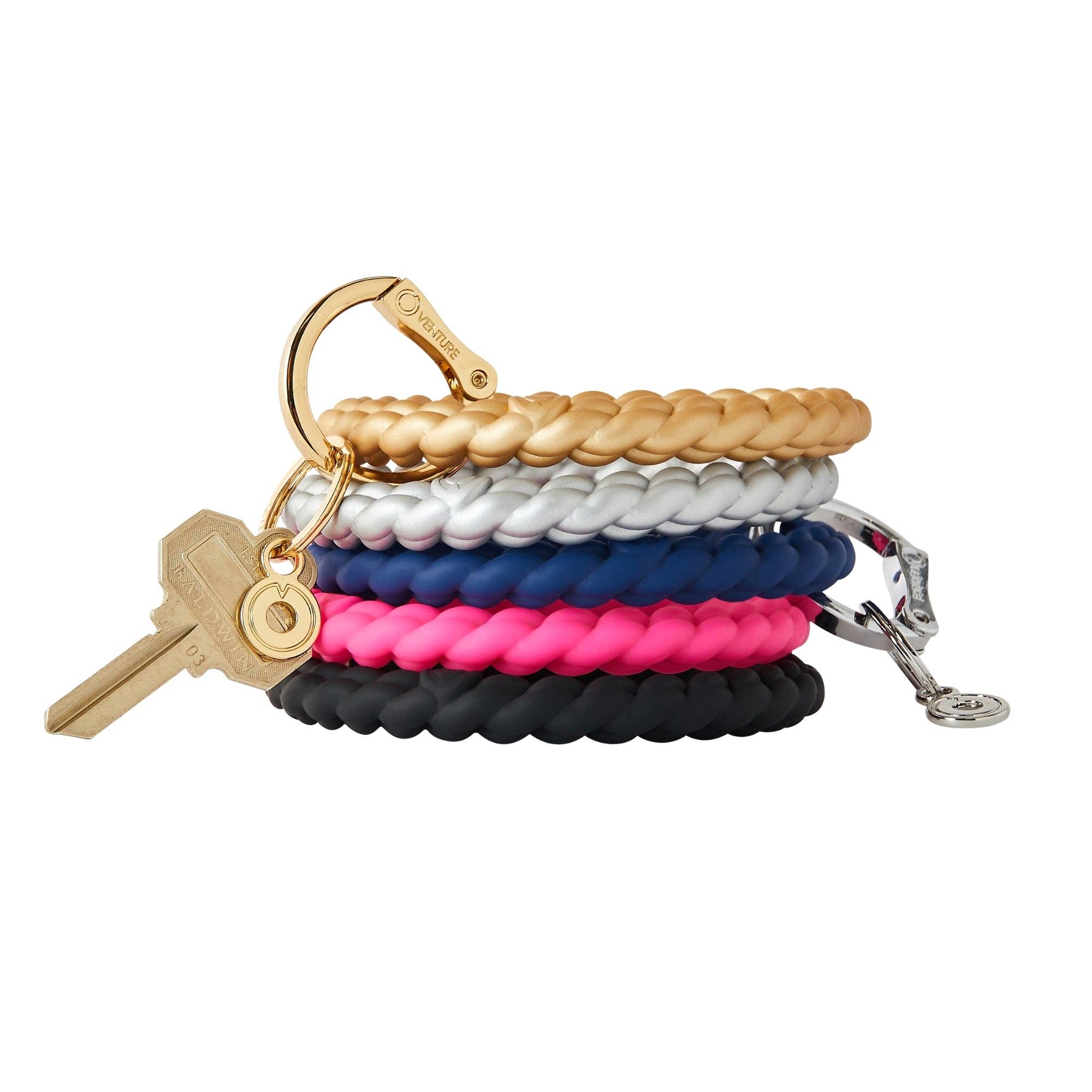 Silicone Big O® Key Ring - Solid Gold Rush Braided