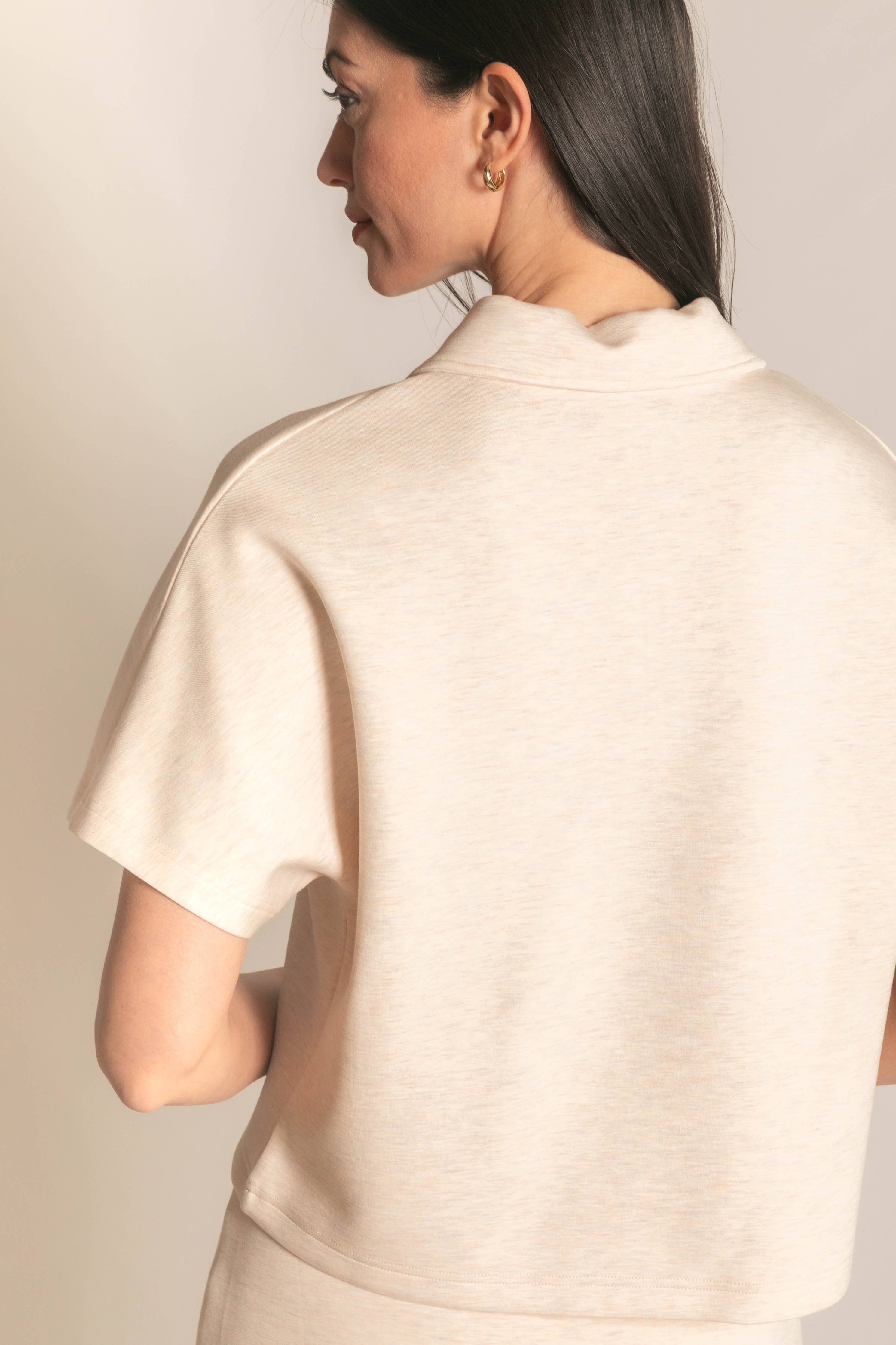 Butter Modal Short Sleeve Quarter Zip Top