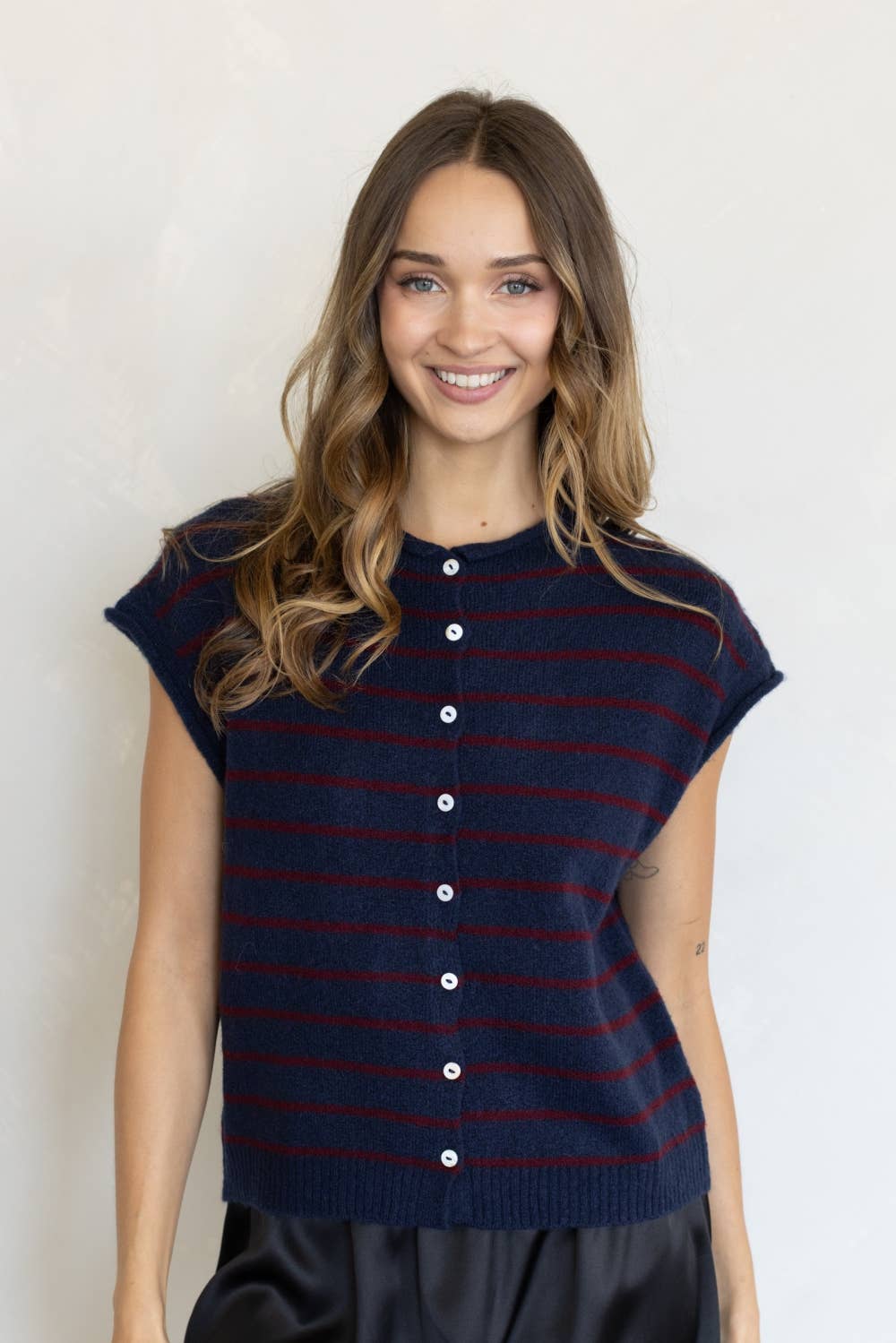 Piper Vest Cardigan - Cabana Striped