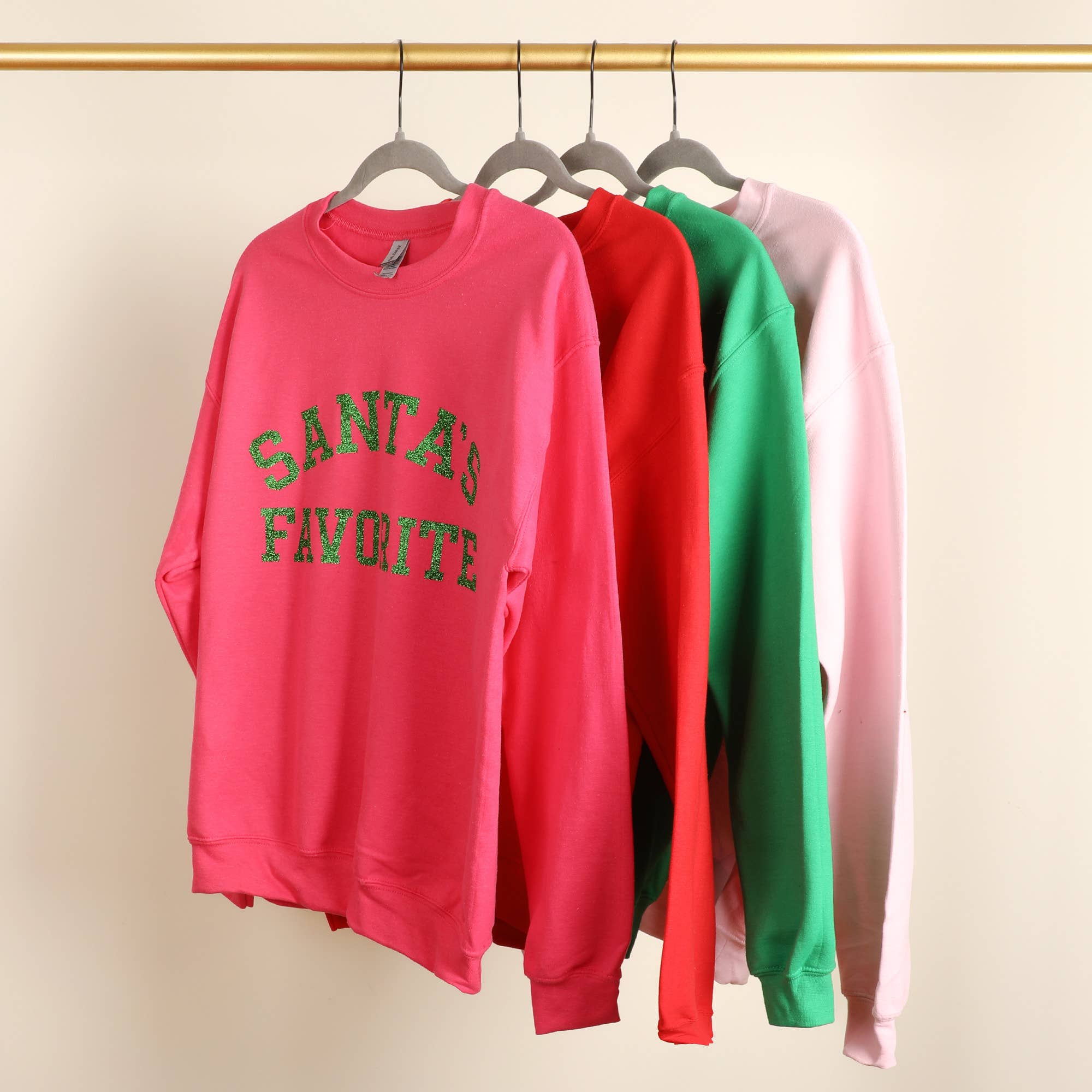 Santa's Favorite Glitter Logo Fleece Sweatshirt