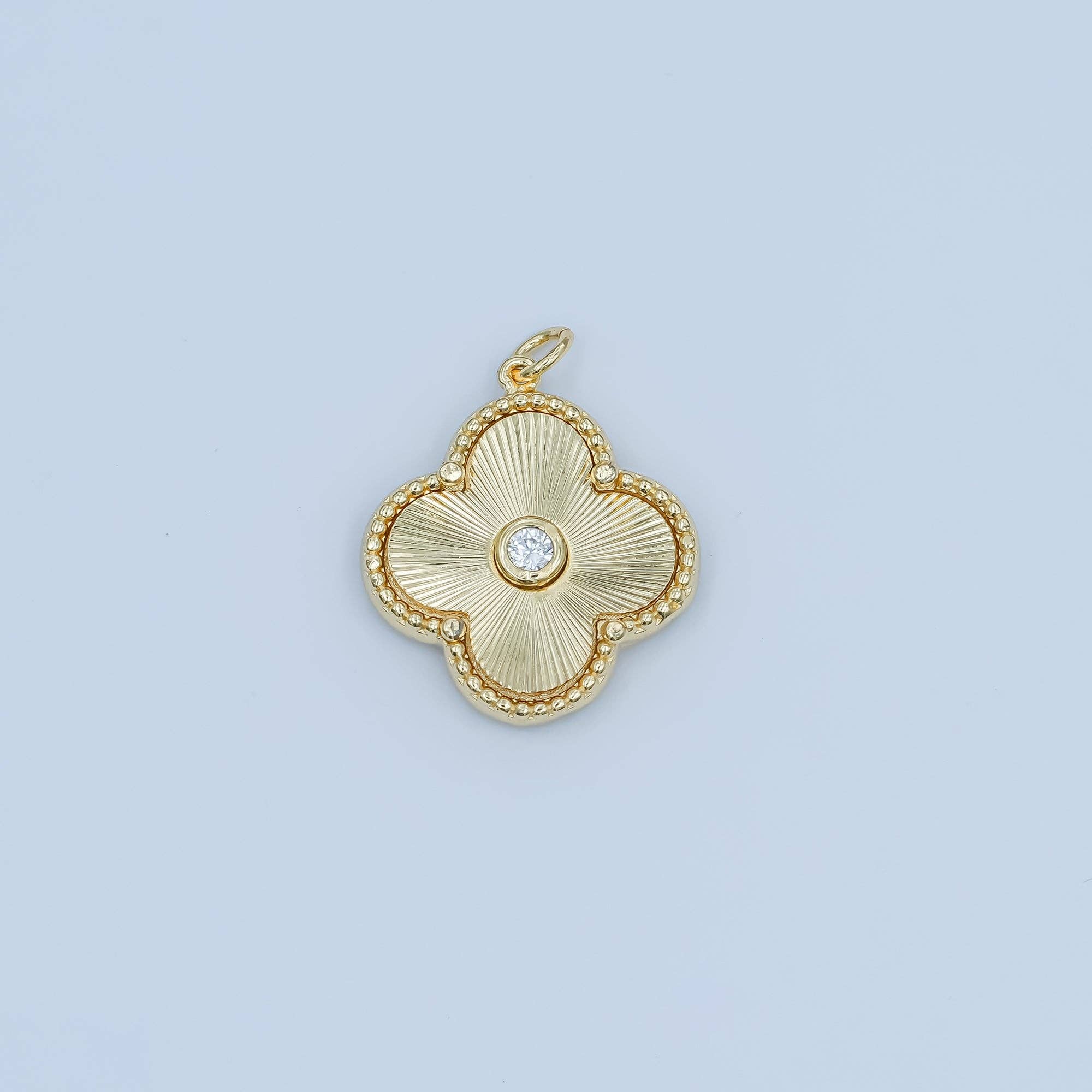 24K Gold Filled 20mm CZ Sunburst Flower Charm