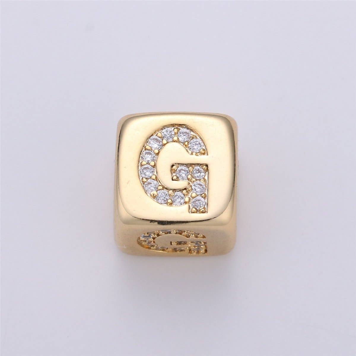 9x9mm Gold Initial Letter Beads, Alphabet Beads, Initial Beads, Alphabet Blocks Micro Pave Initial Block Charm for Bracelet Necklace Supply