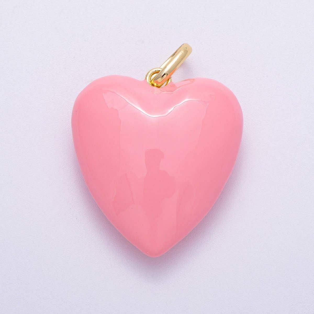 16K Gold Filled 35mm Colorful Pastel Enamel Chubby Heart Pendant | Charms-00583 ~ Charms-00588