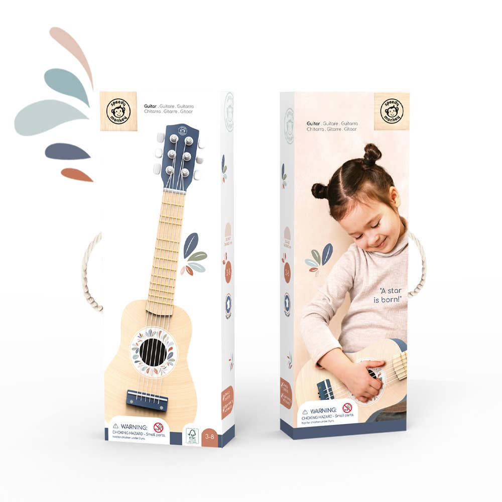 Blue Wooden Toy Guitar for Kids