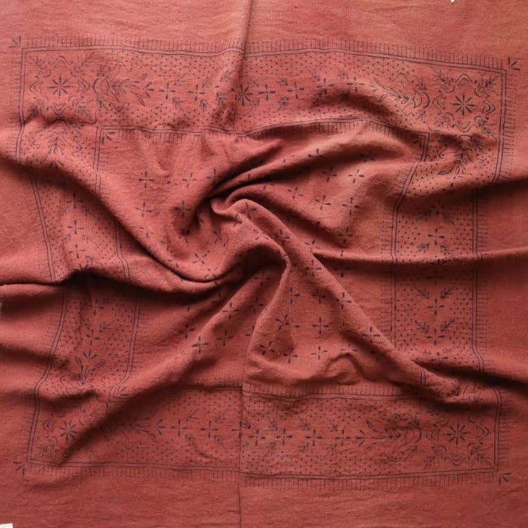 Terracotta Classic Print Naturally Dyed Bandana (black)