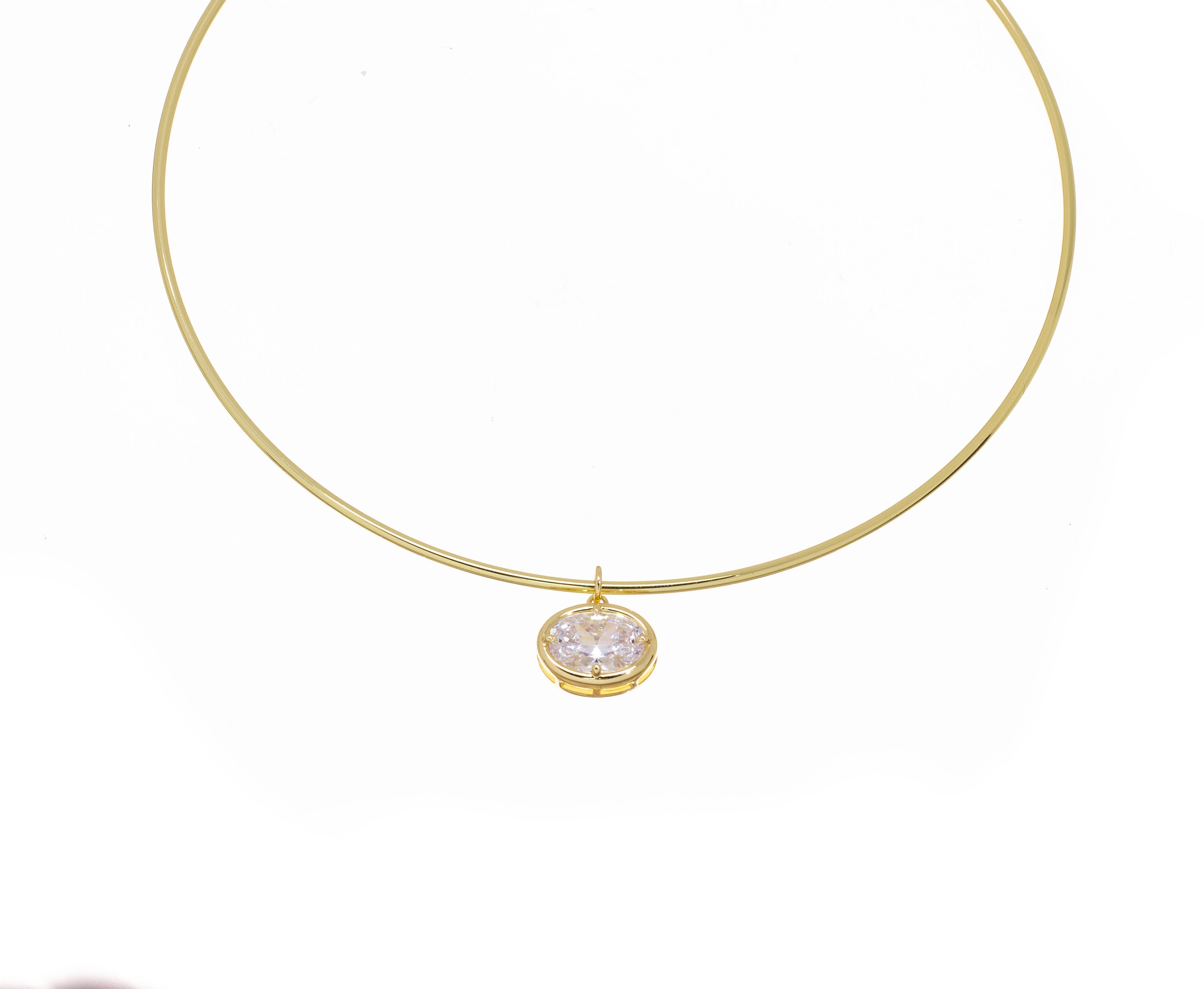 Gold Wire Choker Necklace, Wire Collar Necklace NLG1043