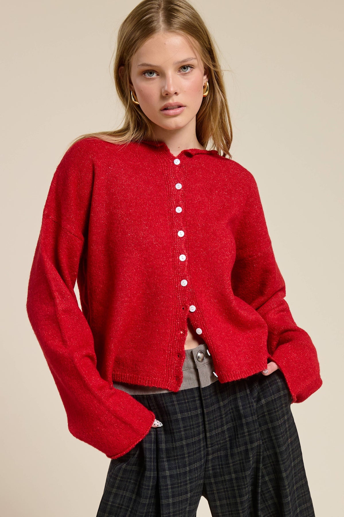 Open-Pack Essential Button Down Cardigan Top