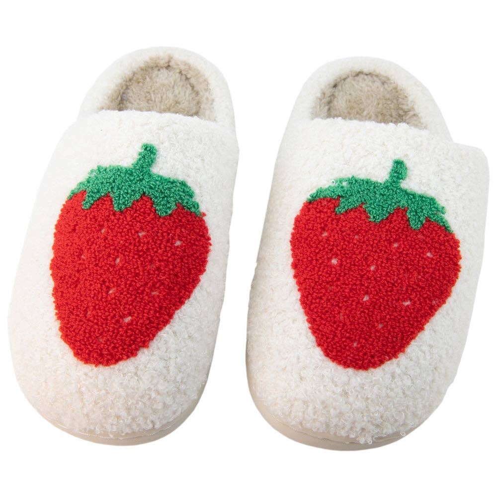 Strawberry Fuzzy Slippers
