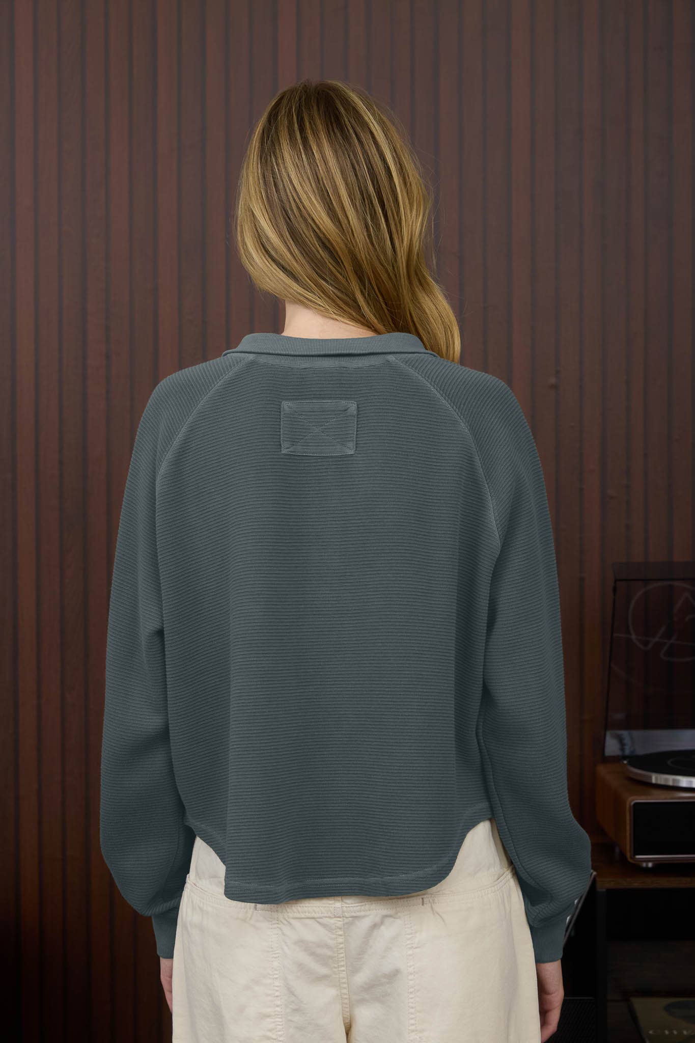 MOCK NECK HALF SNAP BUTTON LONG SLEEVE KNIT OP