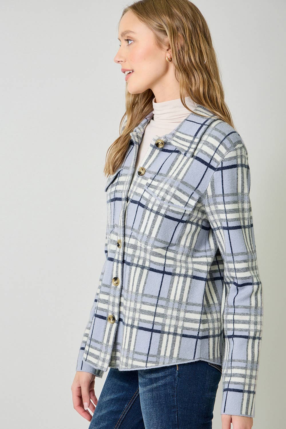 60843 Check Patterned Sweater Jacket