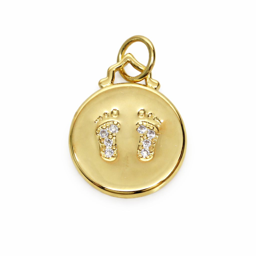CZ Gold Filled Baby Foot Pendant, baby feet charm, CPGNEW