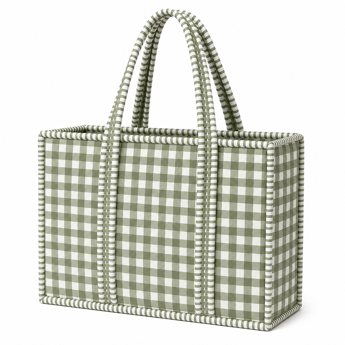 Green Gingham Quilted Bag Print