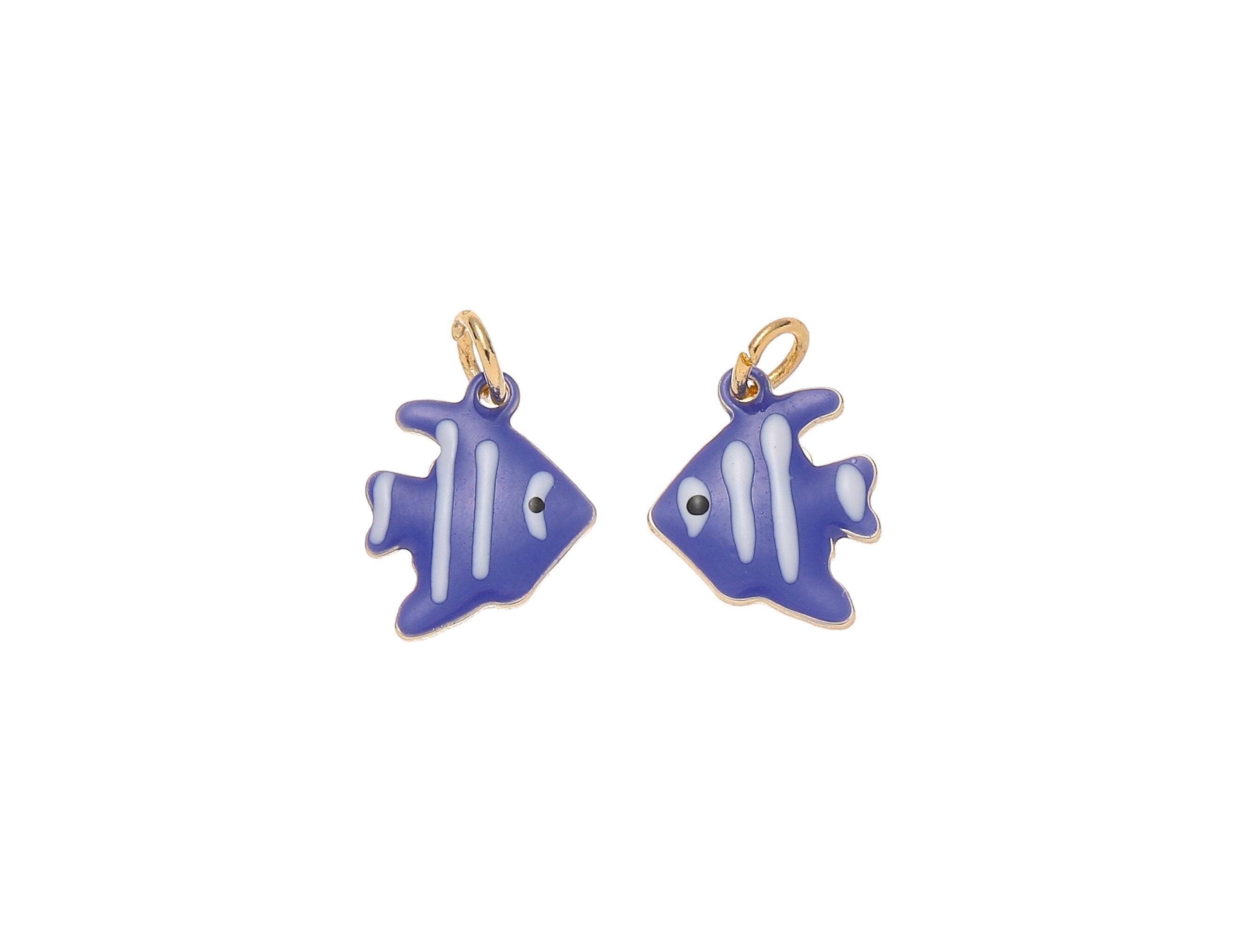 Blue Tang Fish Charms for Jewelry Making CPG1436