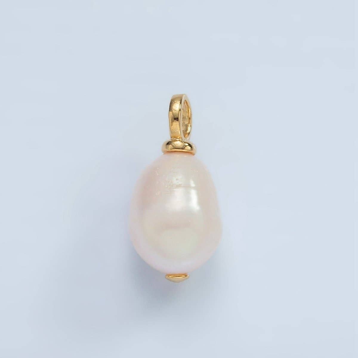 16K Gold Filled 25mm White Ringed Freshwater Pearl Pendant