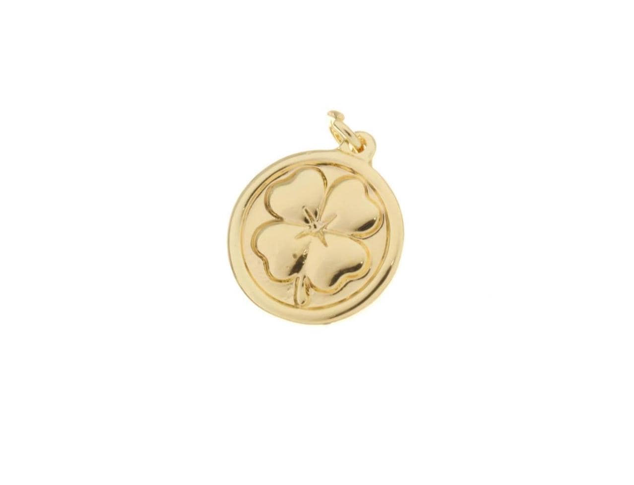 Gold Shamrock Wax Seal Clover Lucky Charm Pendant