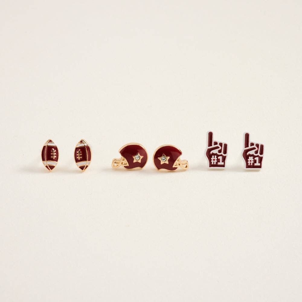 Football Helmet Foam Finger 3 Set Earrings