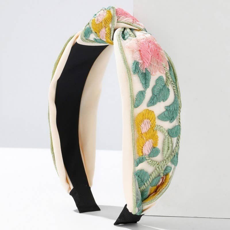FLORAL COTTAGECORE  EMBROIDERY HAIR BAND HEADBAND