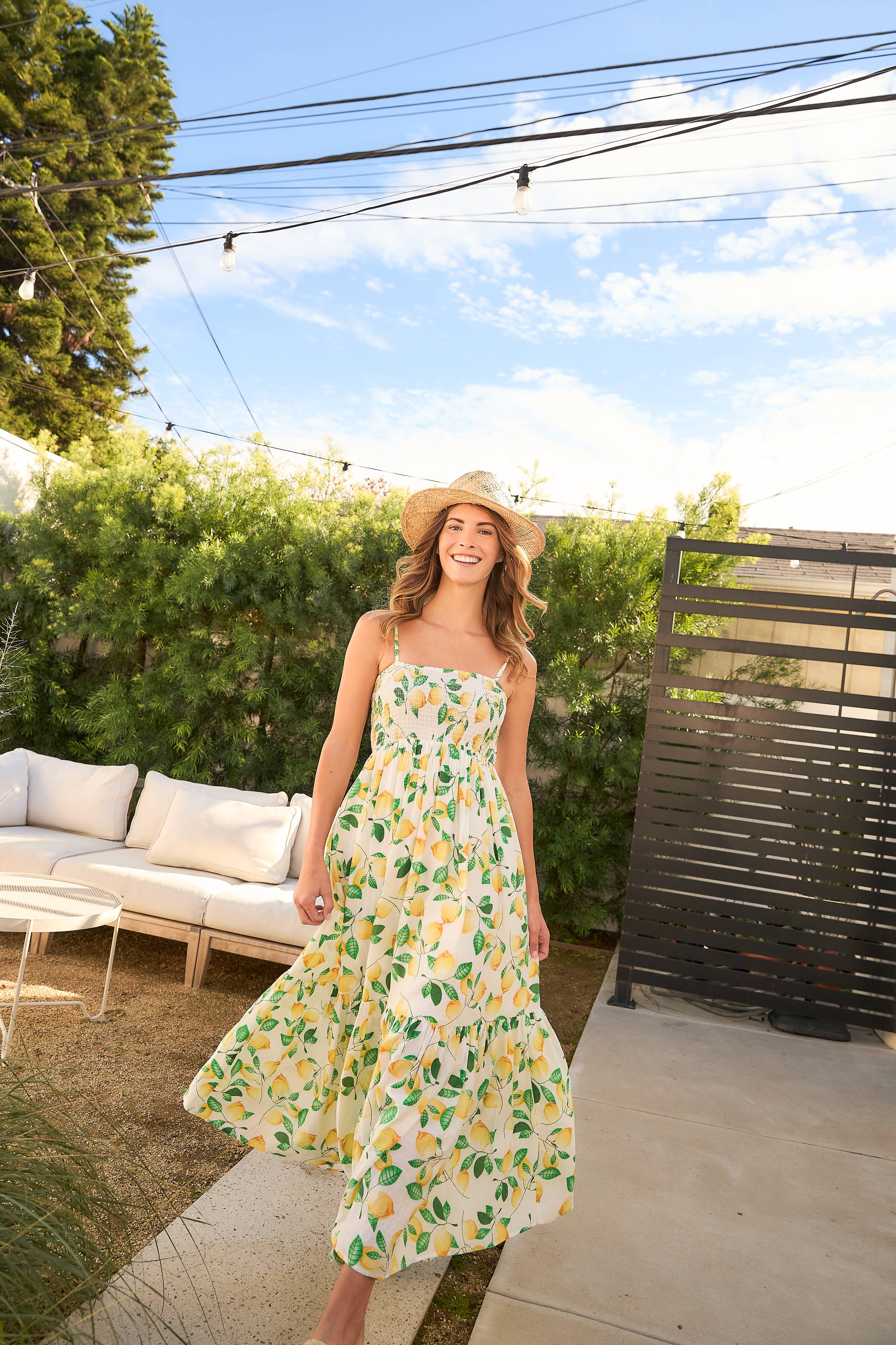 Fresh Lemon Smocking Midi Dress