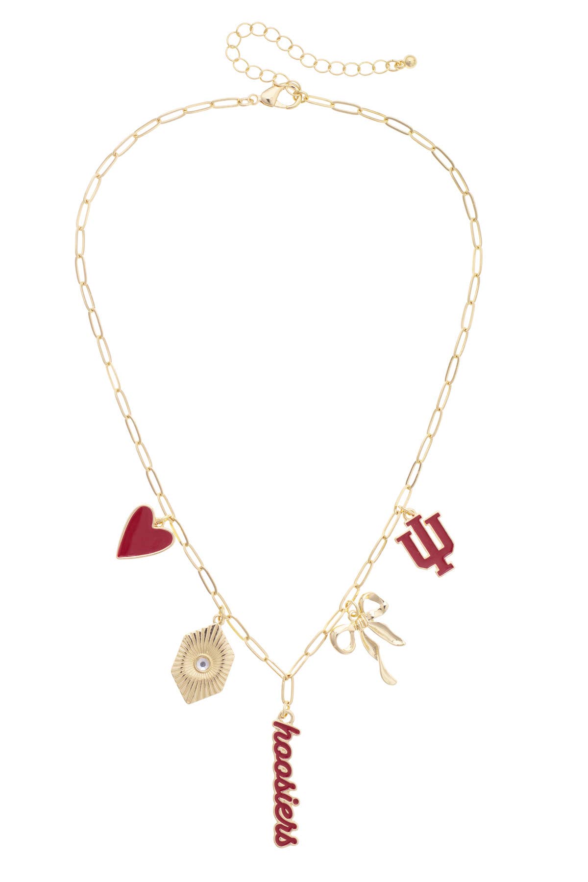 Indiana Hoosiers Paper Clip Charm Necklace in Shiny Gold