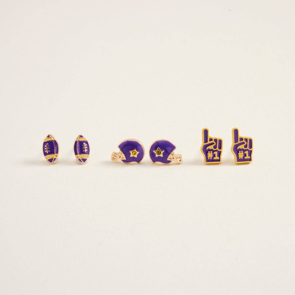 Football Helmet Foam Finger 3 Set Earrings