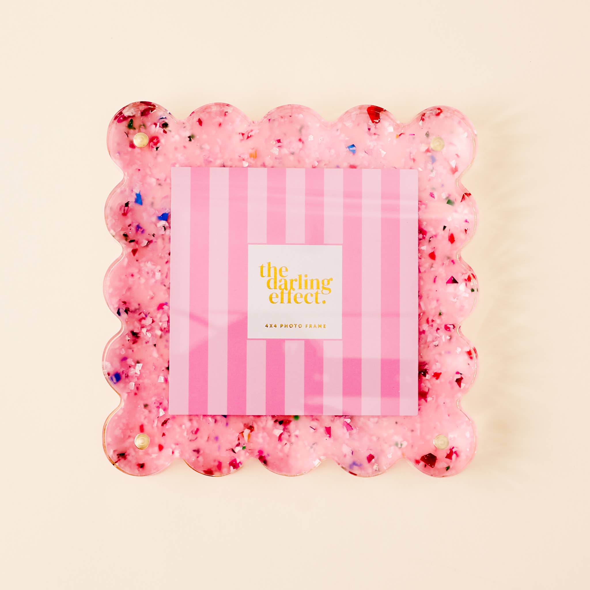 Square Scalloped Acrylic Frame-Confetti Pink