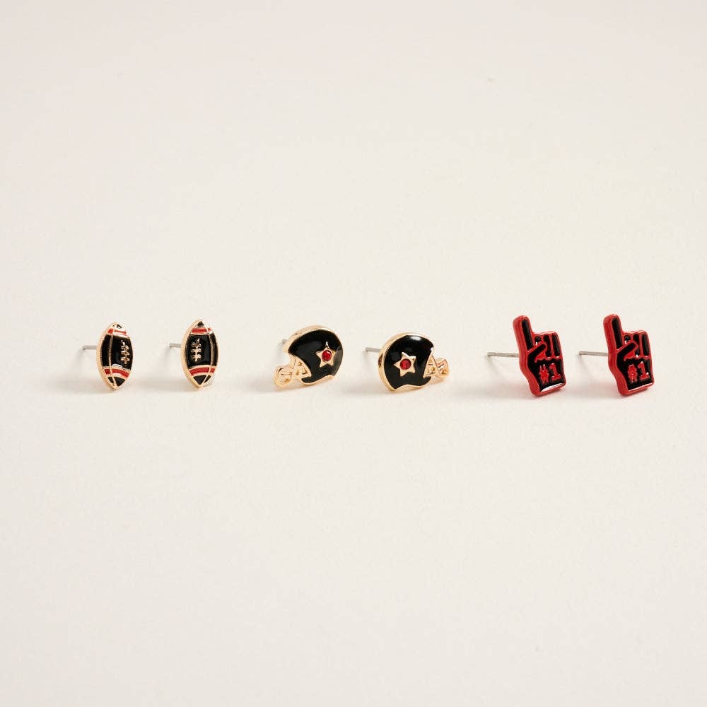 Football Helmet Foam Finger 3 Set Earrings