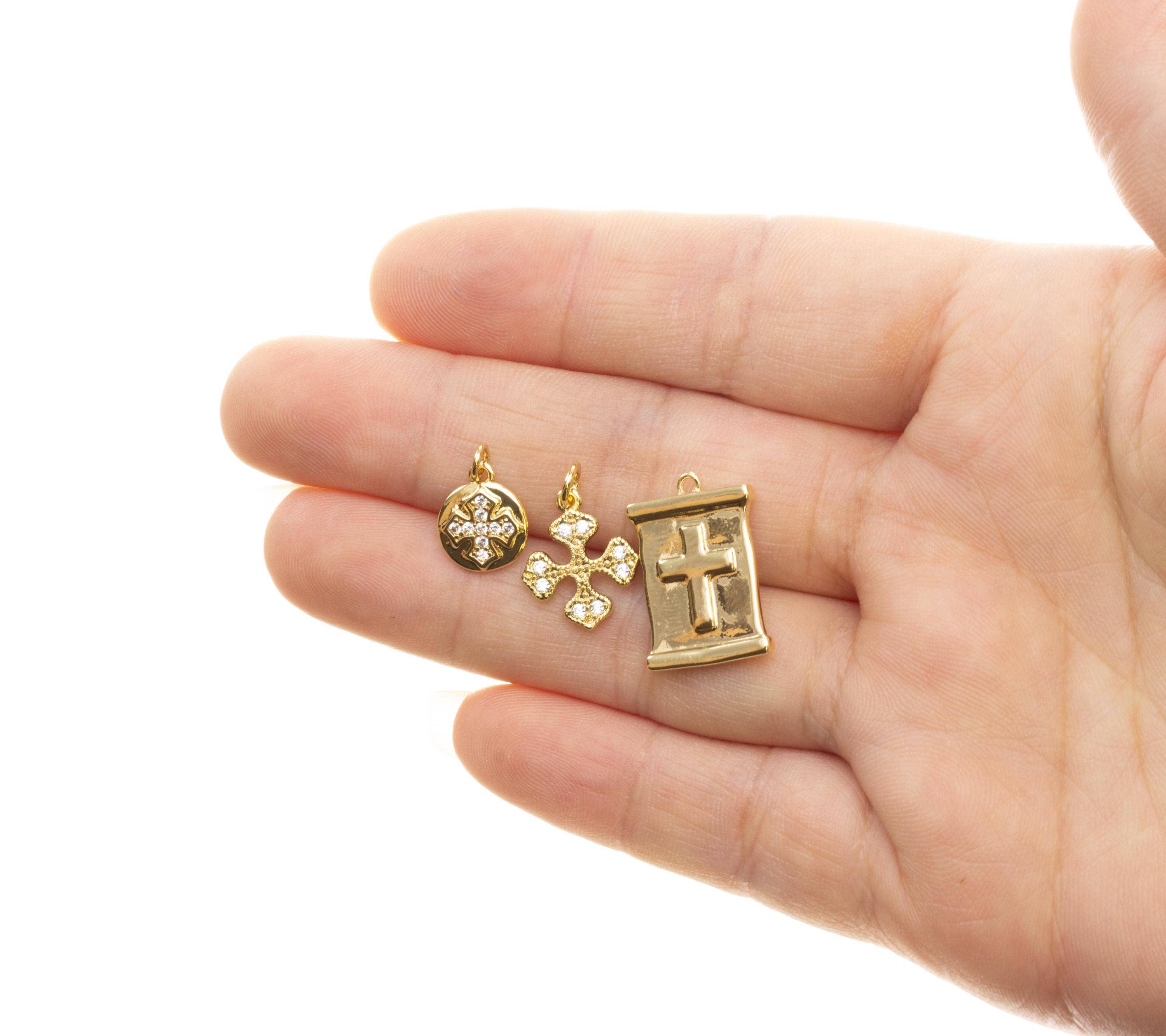 Pave CZ Cross Charms
