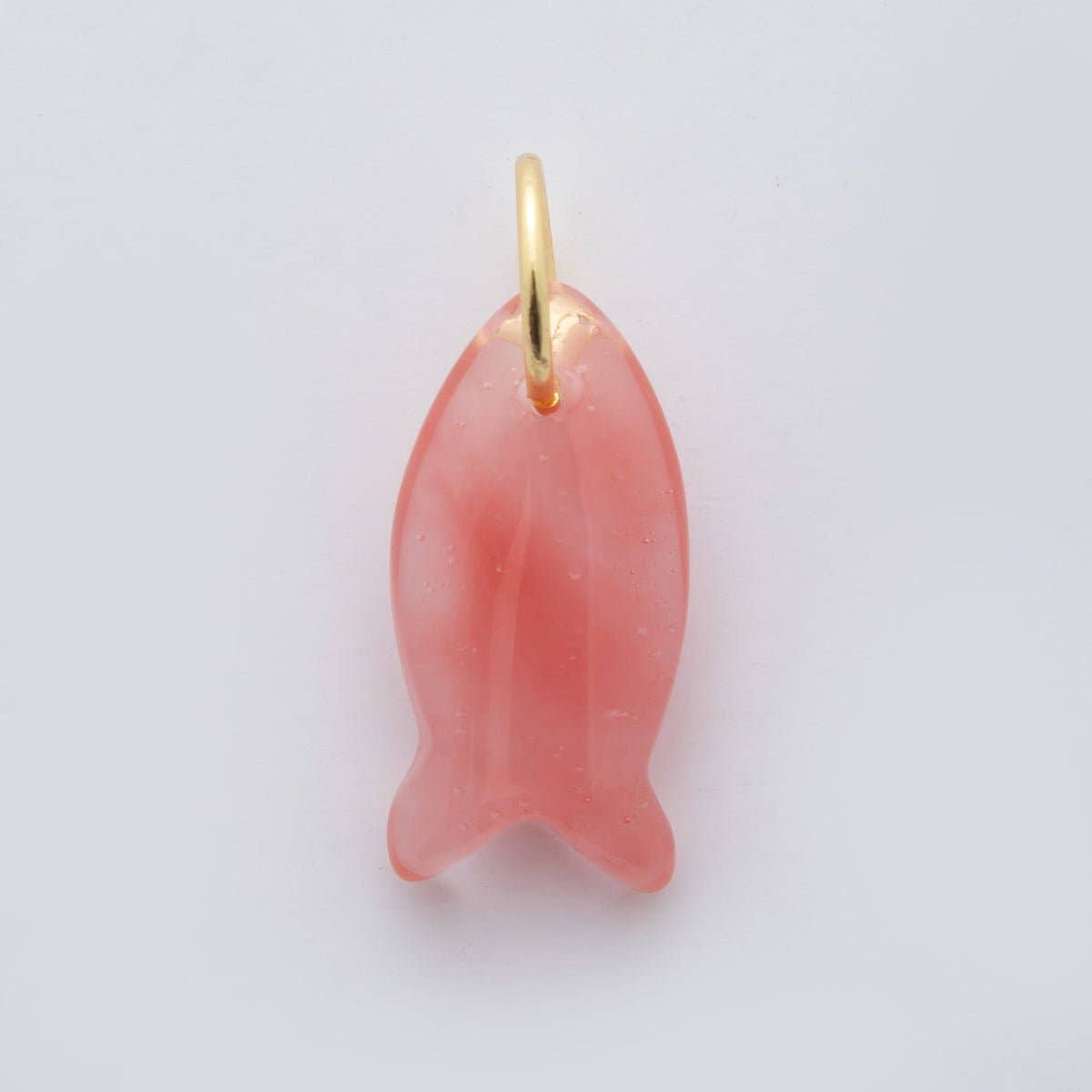 18K Gold Filled 23.7mm Natural Gemstone Fish Charm | C317 - C435