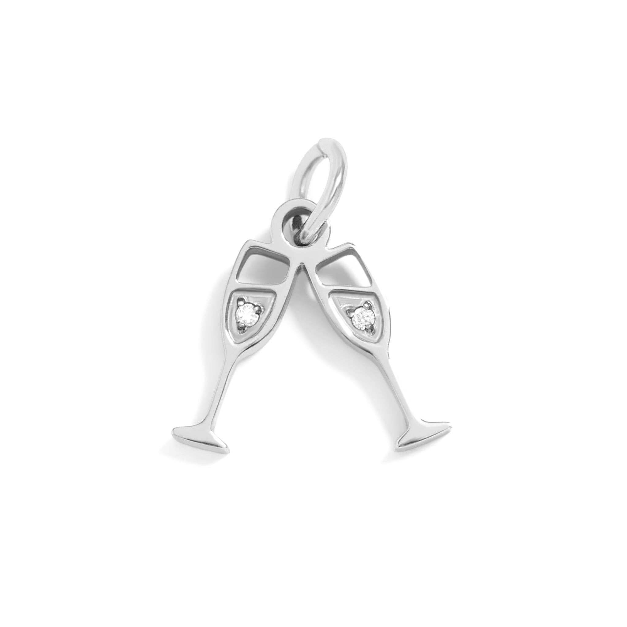 18K Gold PVD Stainless Steel Champagne Cheers Charm