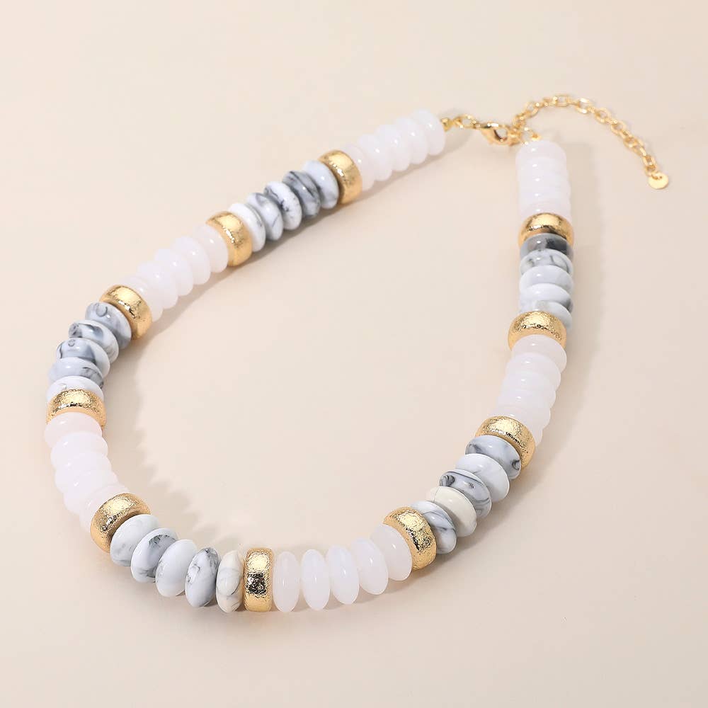 Chunky Resin Disc Beaded Necklace