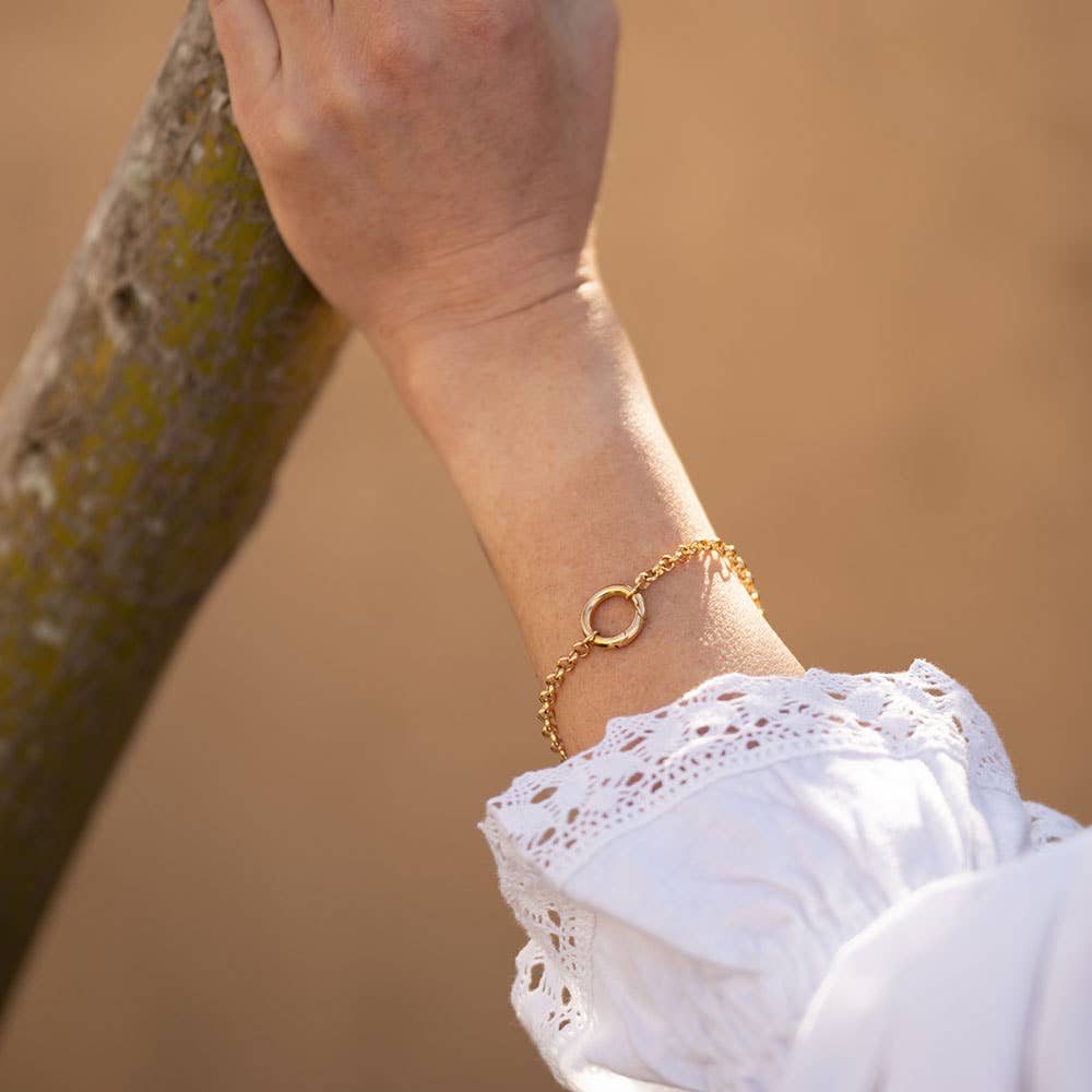 Rolo Chain with Charm Holder Clasp Bracelet