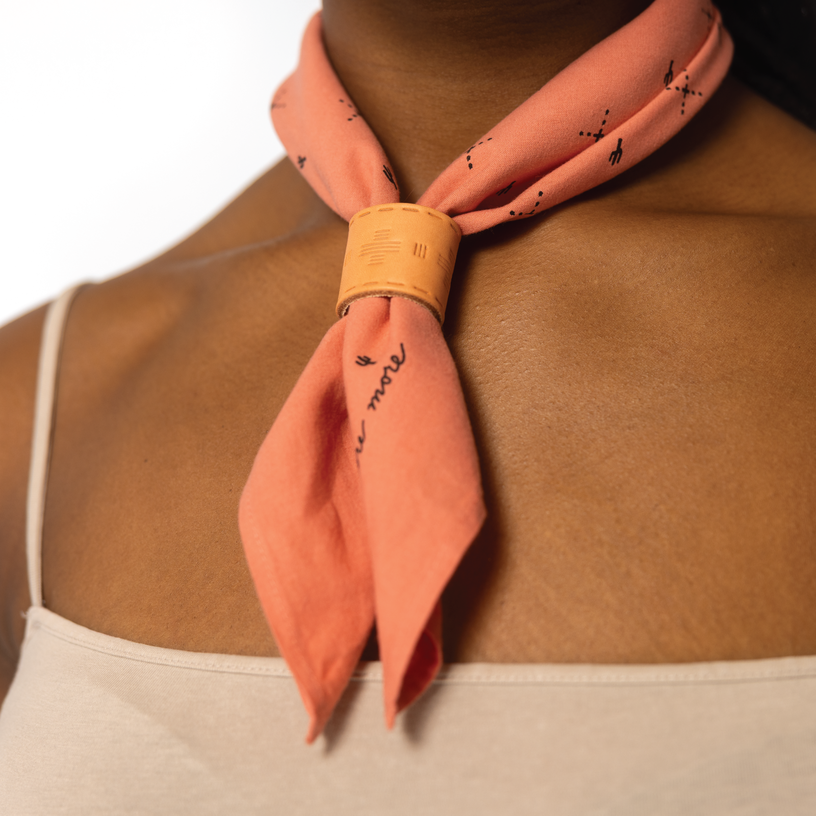Handmade in USA leather bandana slide - tooled