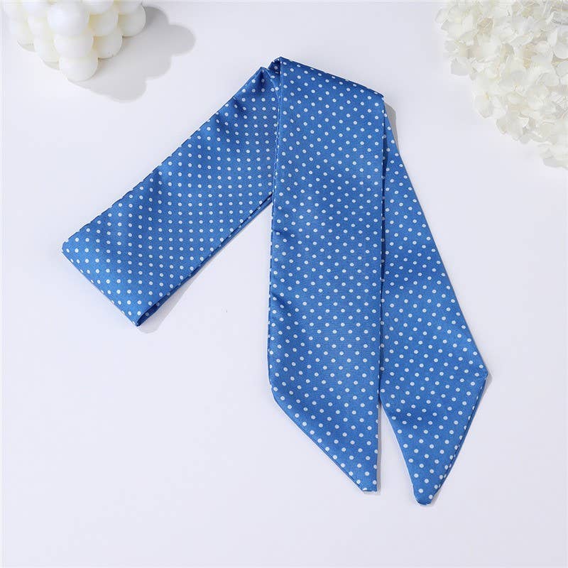 Vintage-Style Skinny Twilly Scarf-Polka Dot & Gingham
