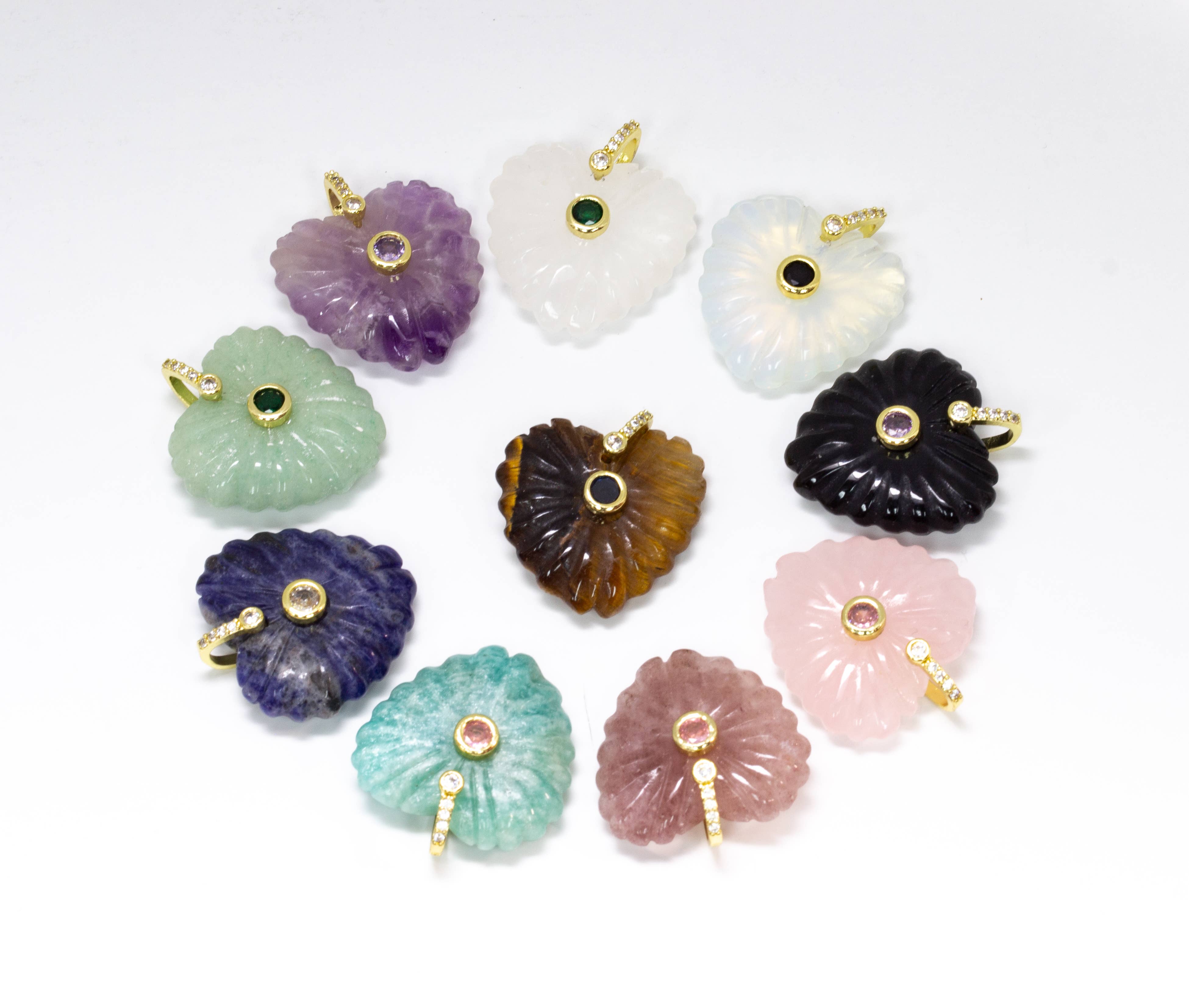 Heart Gemstone with cz bezel embellishment GSFNEW