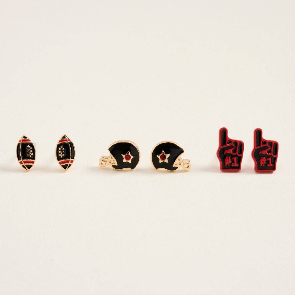 Football Helmet Foam Finger 3 Set Earrings