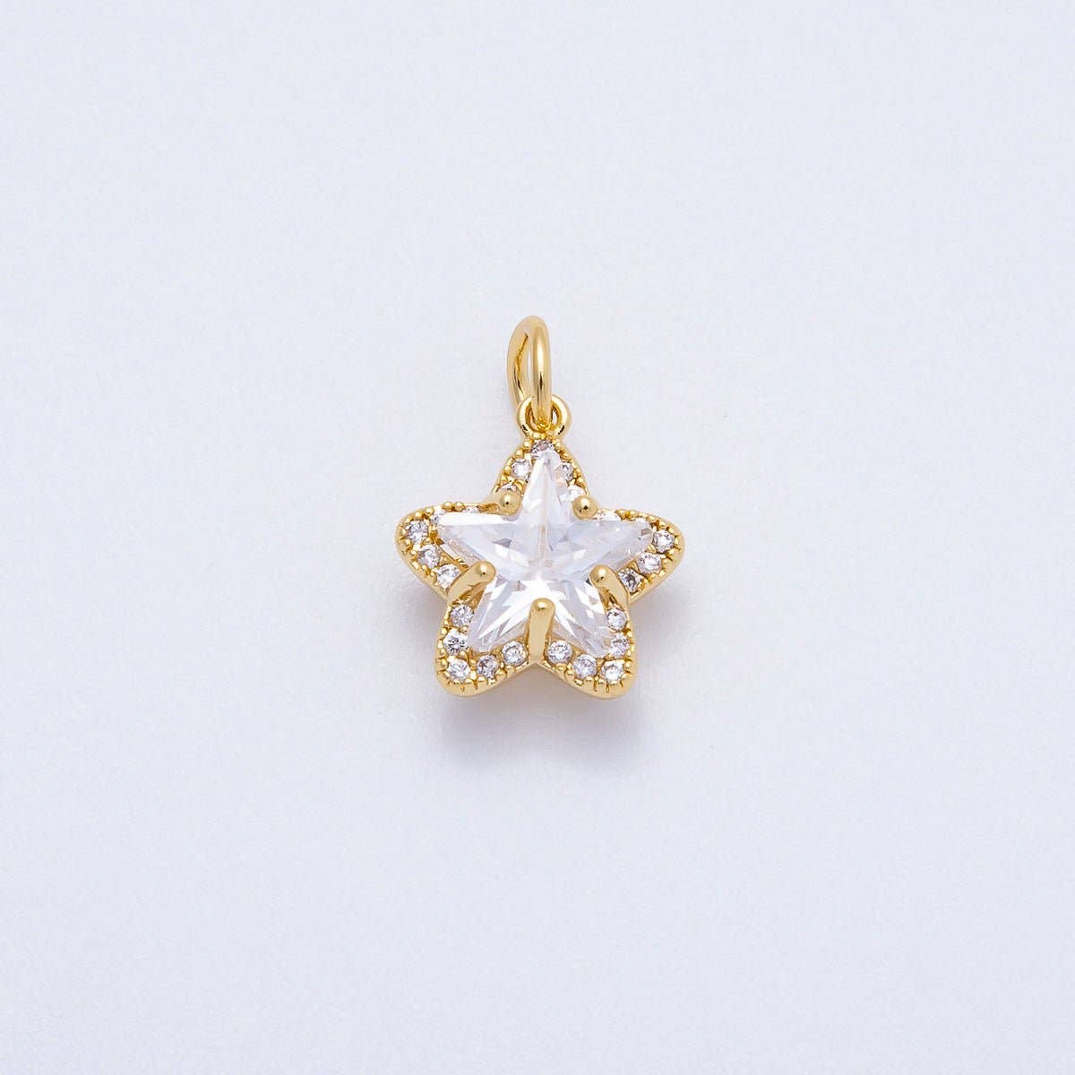 16K Gold Filled 12.5mm Clear Micro Paved CZ Celestial Star Mini Charm | Charms-00653