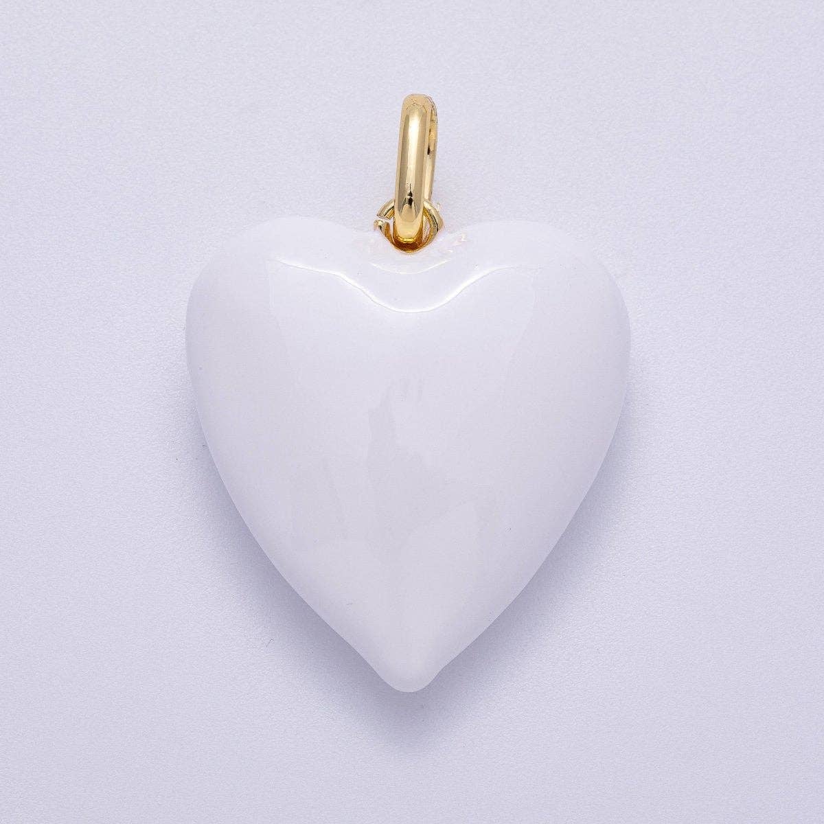 16K Gold Filled 35mm Colorful Pastel Enamel Chubby Heart Pendant | Charms-00583 ~ Charms-00588