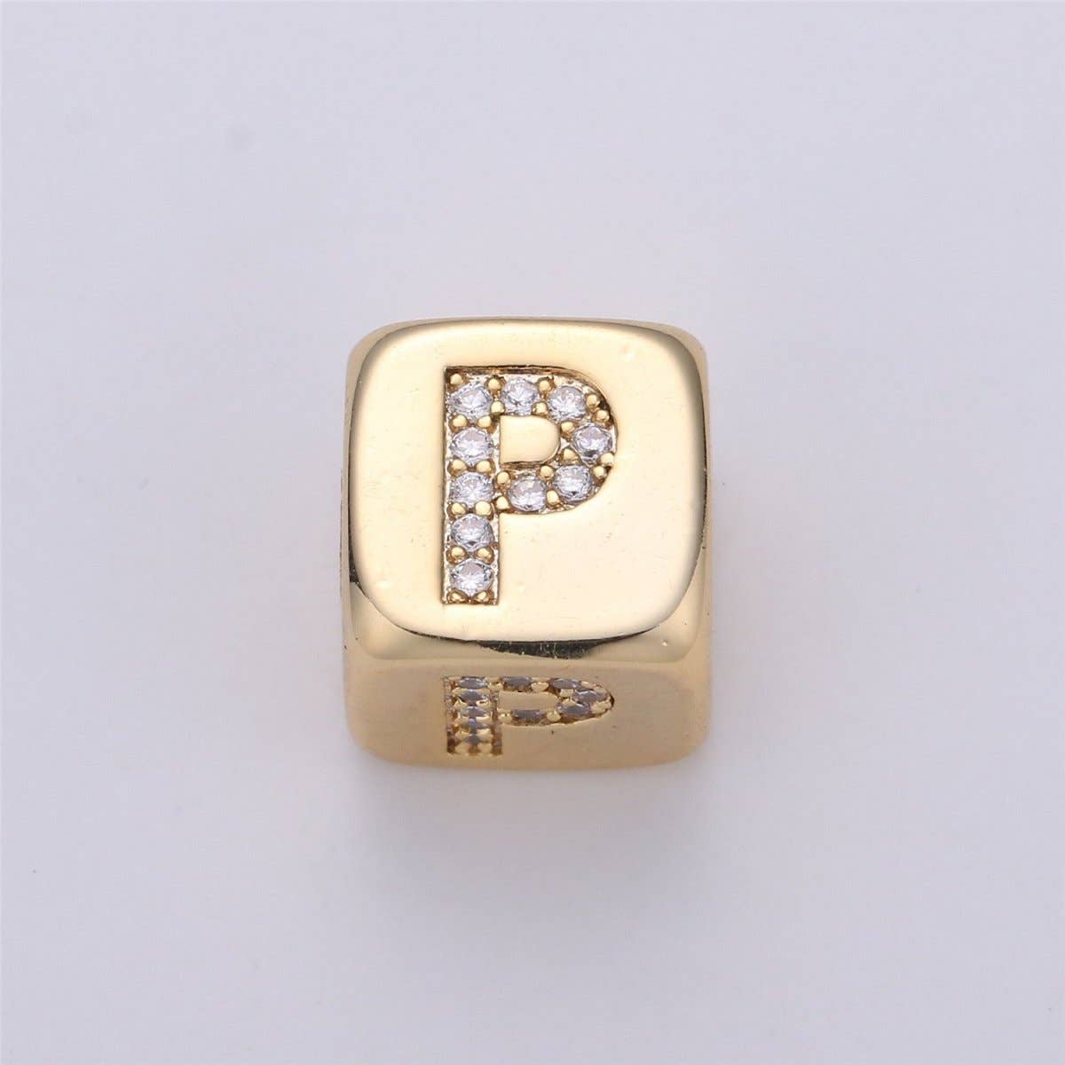9x9mm Gold Initial Letter Beads, Alphabet Beads, Initial Beads, Alphabet Blocks Micro Pave Initial Block Charm for Bracelet Necklace Supply