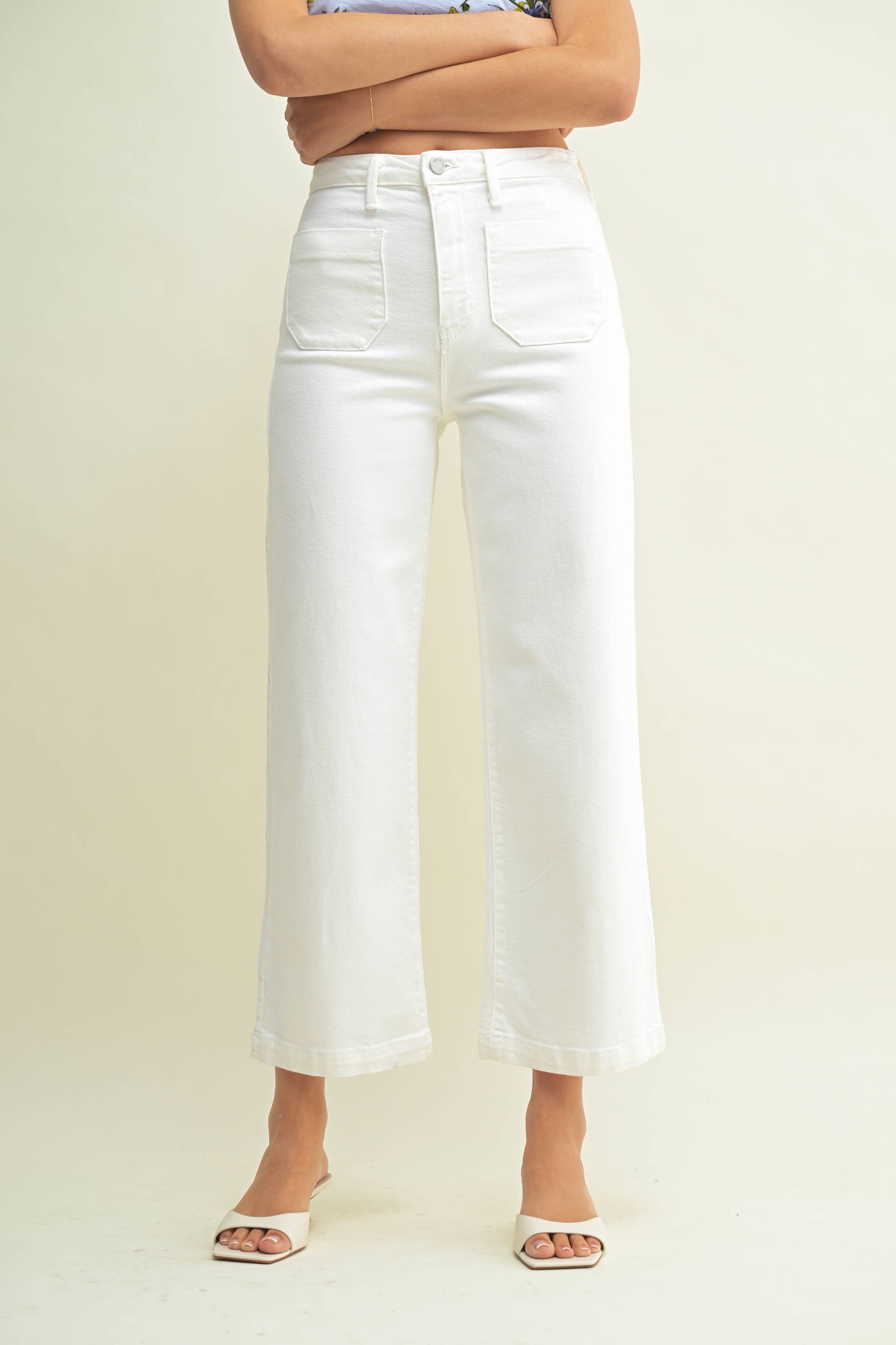 White Patch Pocket Wide Leg
