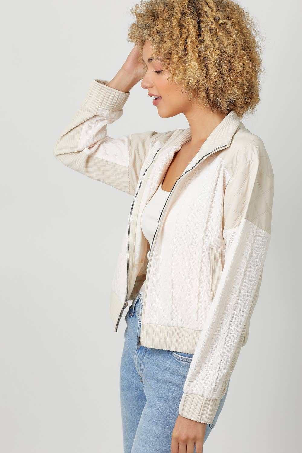 Mixed Media Bomber Jacket
