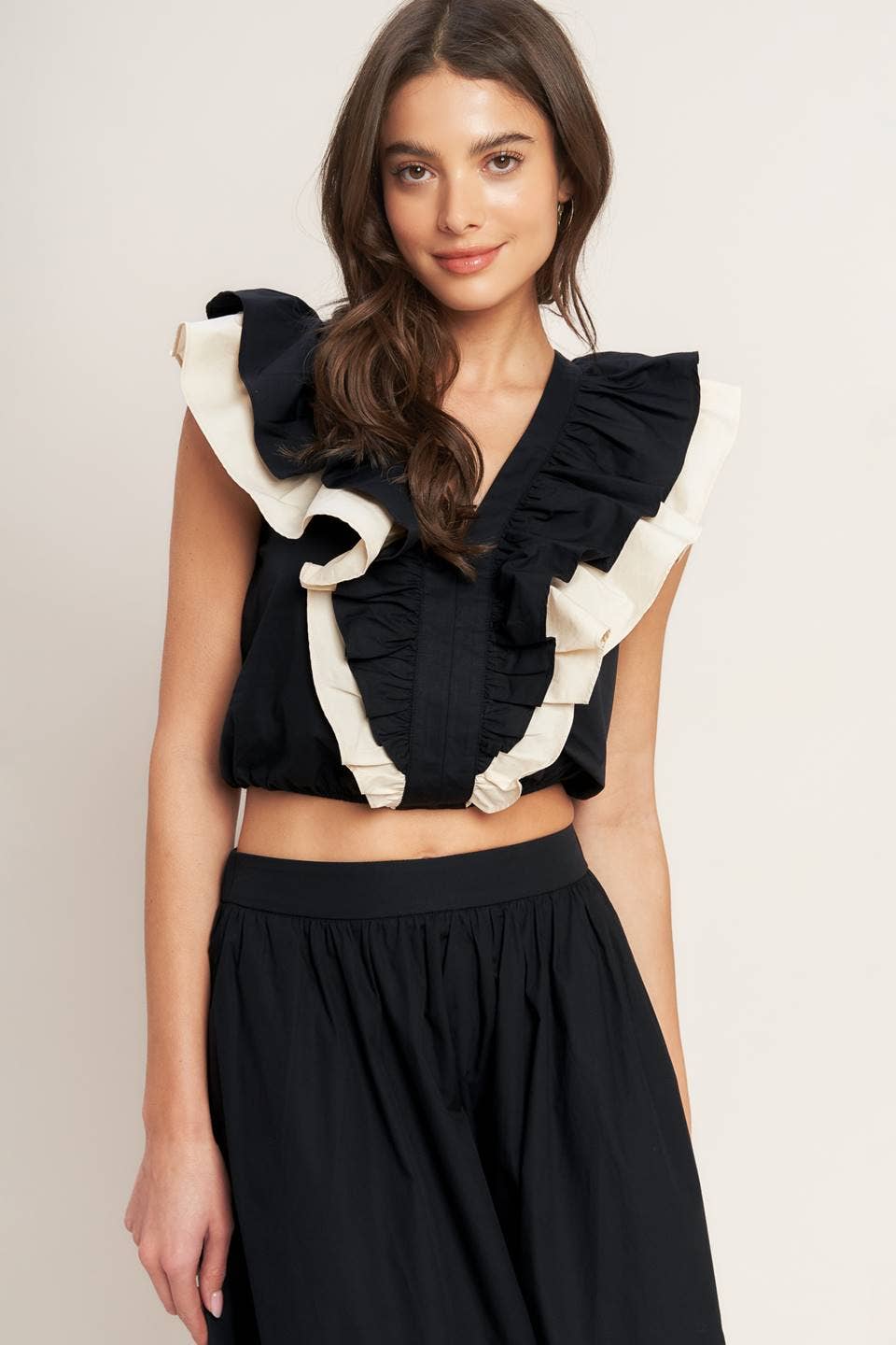 Solid woven crop top