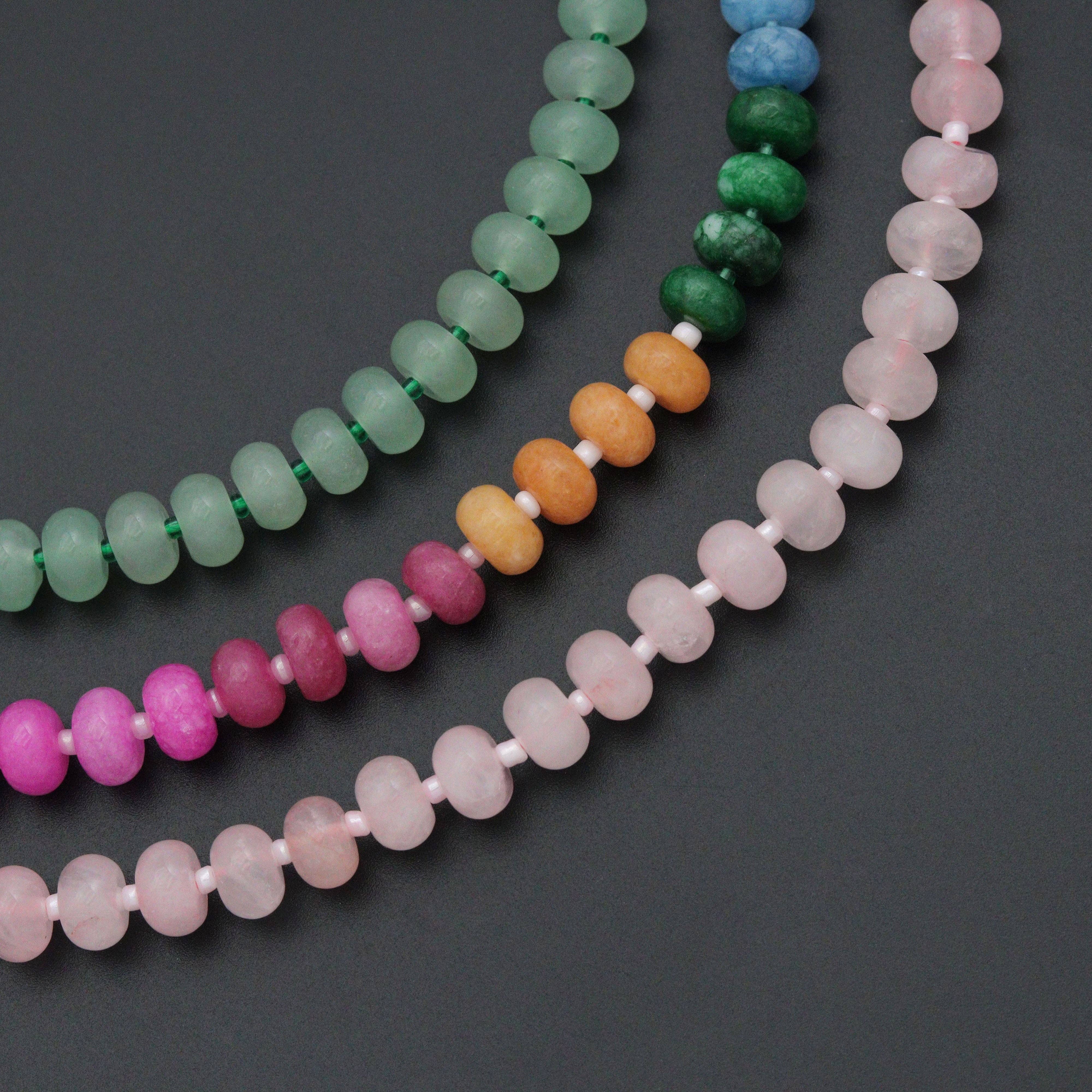 Pink Rainbow adventure green Gemstone necklace, sku#EF810