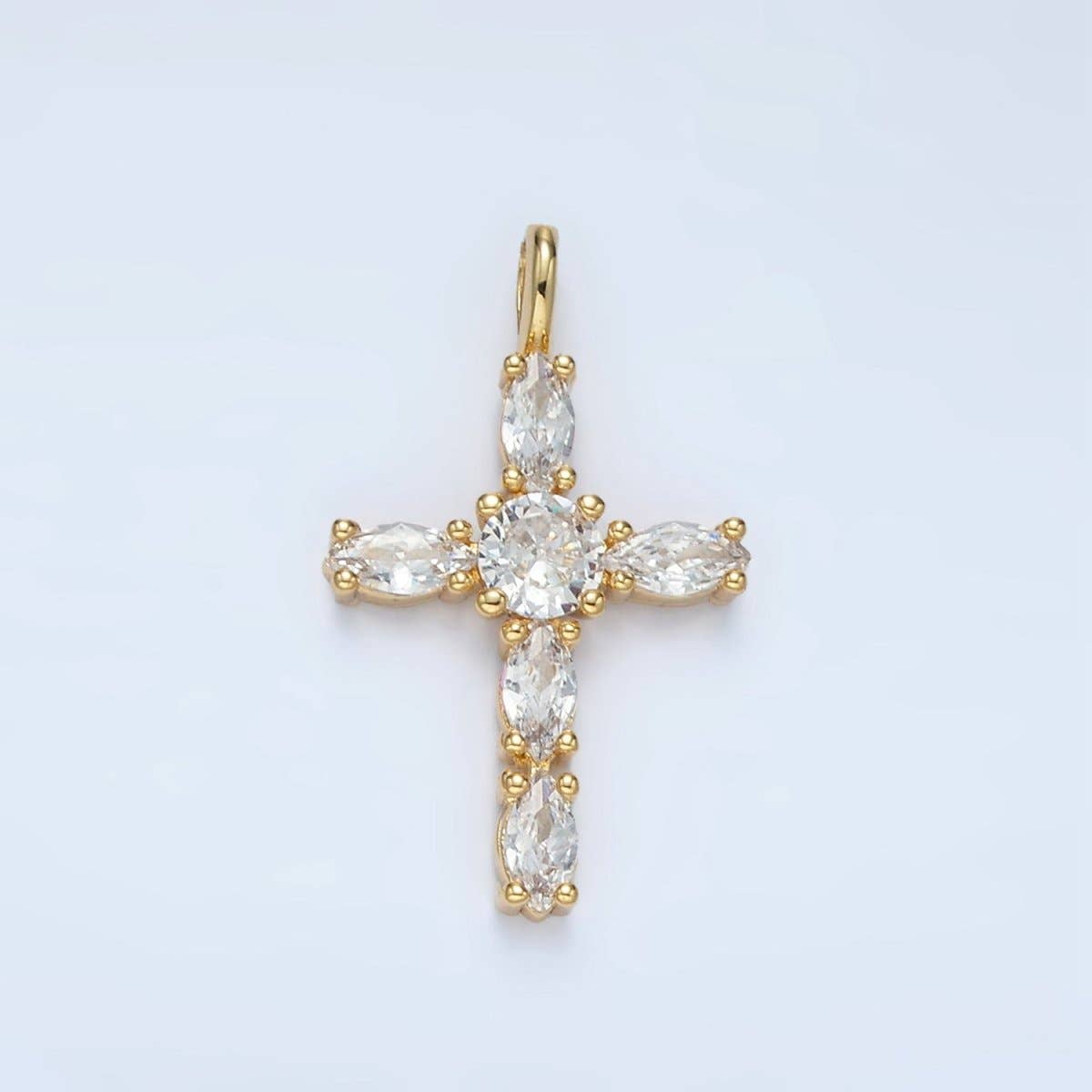 24K Gold Filled Marquise CZ Cross Pendant