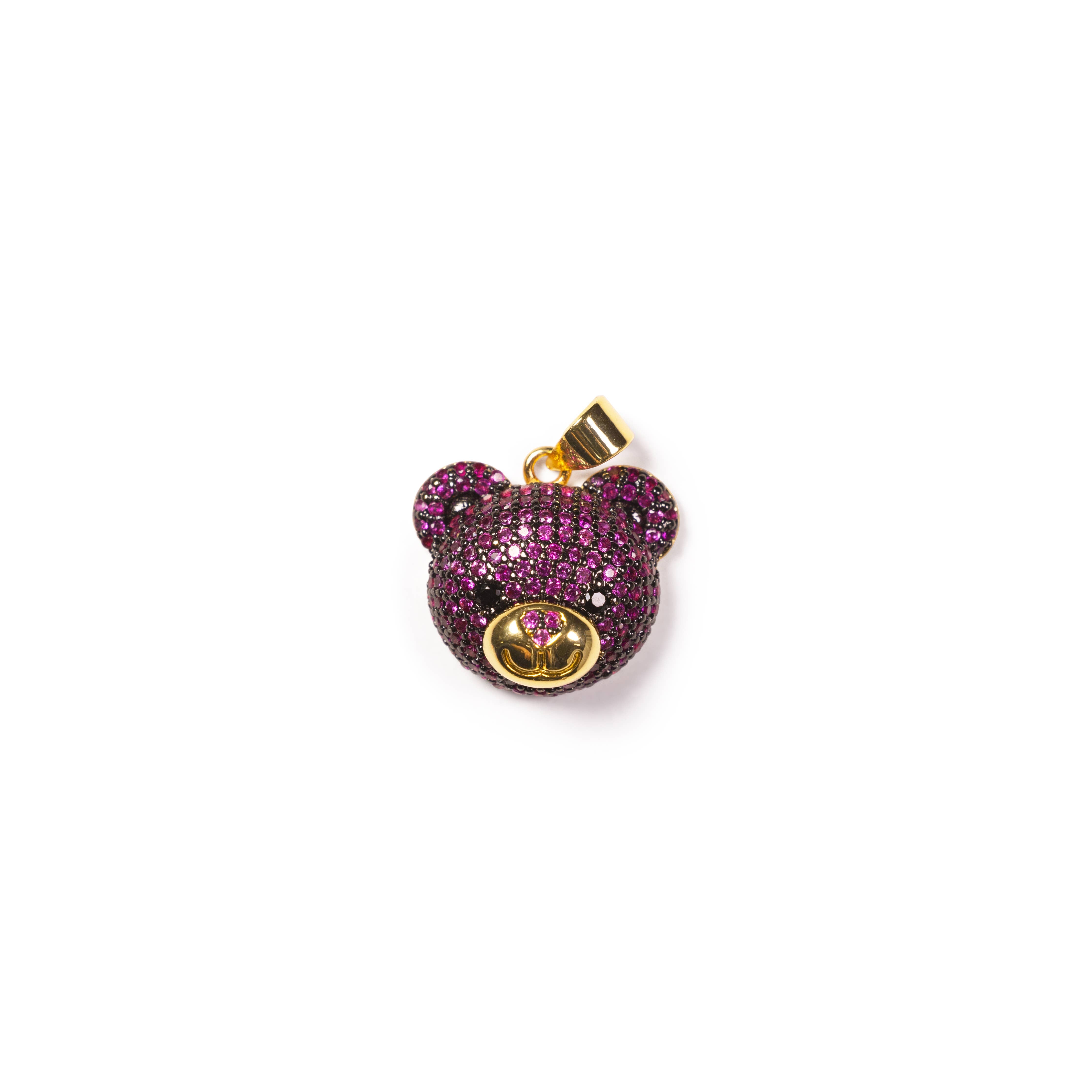 Teddy Bear Gold Charm with colorful cz Pendant CPG1151